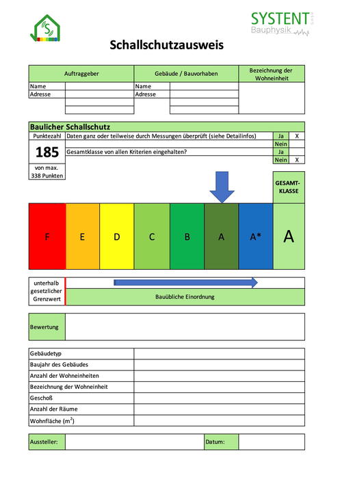 Ausweis Schallschutz